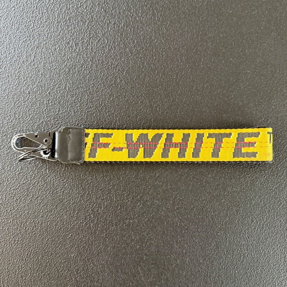 Off-White Keychain Industrial Logo Strap Clasp Accessory Yellow
